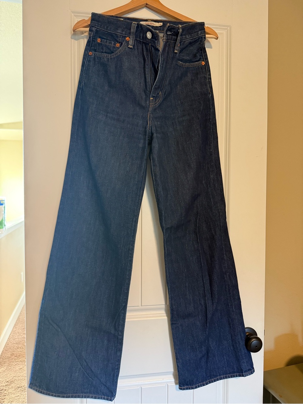 Levi's Dark Blue Ribcage Wideleg Jeans